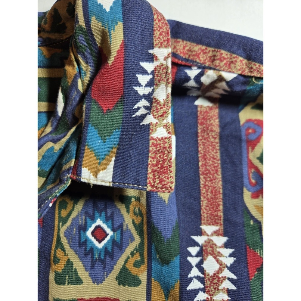 Vintage 90's Woolrich Button Up Shirt Mens XL Aztec Southwestern Tribal Pattern - Picture 7 of 11